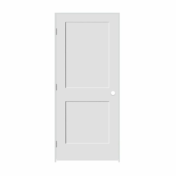 Codel Doors 32" x 80" x 1-3/8" Primed 2-Panel Interior Shaker 4-9/16" RH Prehung Door with Brushed Chrome Hinges 2868pri8402RH26D4916